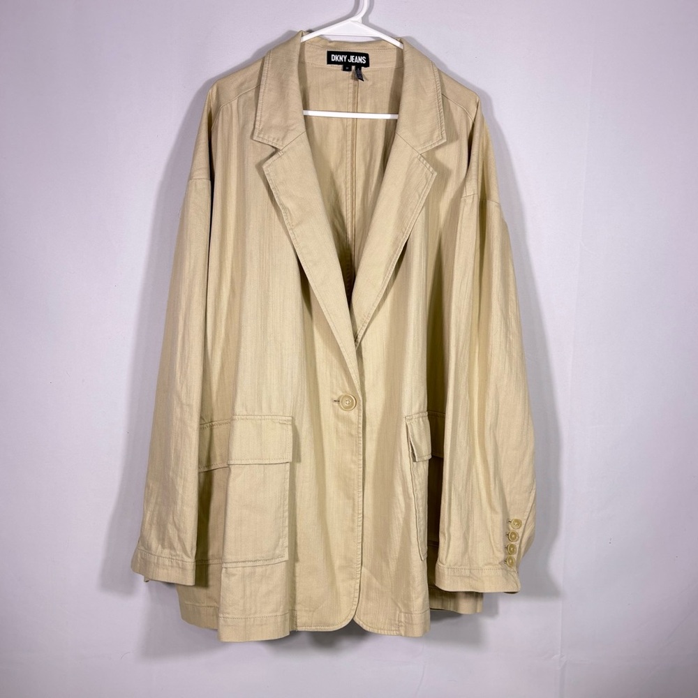 NWT DKNY Jeans Beige Cotton Oversized Jacket Size 3XL